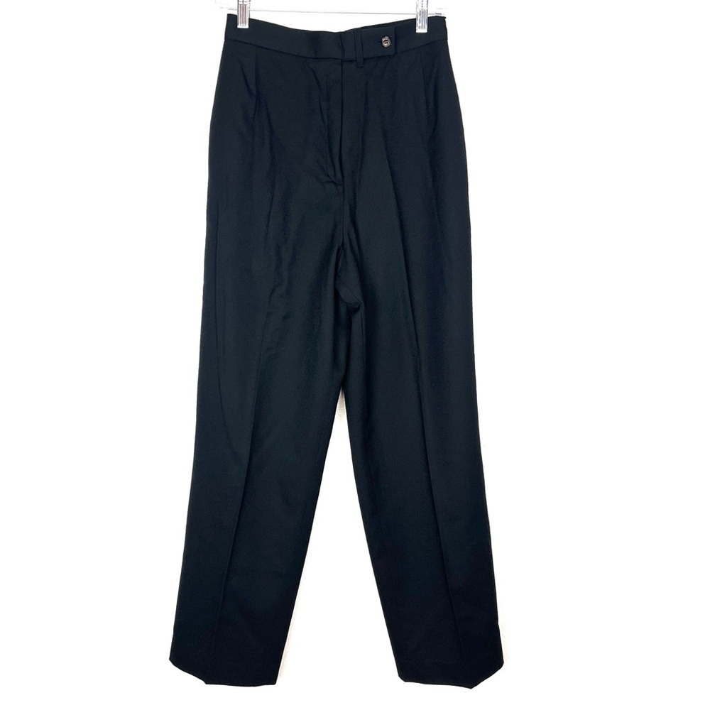 Vintage Halston Black Wool Straight Leg Trousers Pockets size 4